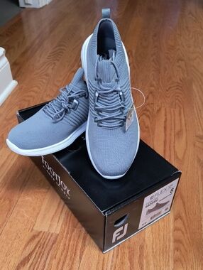 FootJoy Women's Light Gray Knit Slip-On Lace-Up Golf Shoes, Brand New, Size 8